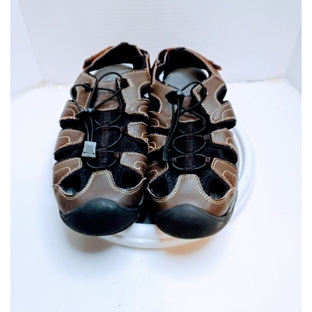 Mens 13M Brown & Black Outdoor Hiking Sandals Adjustable Straps Durable Rubber S